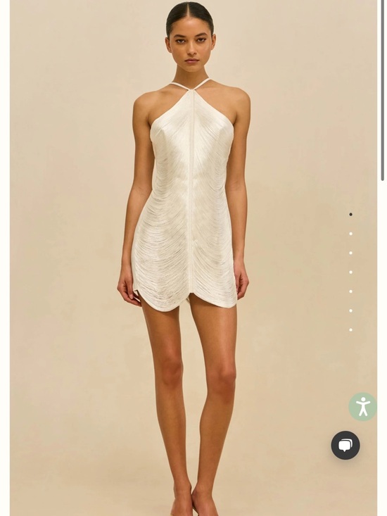 cult gaia Dresses & Skirts - cult gaia Ivory Halter Mini Dress with Scalloped Hem